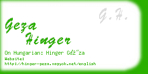 geza hinger business card
